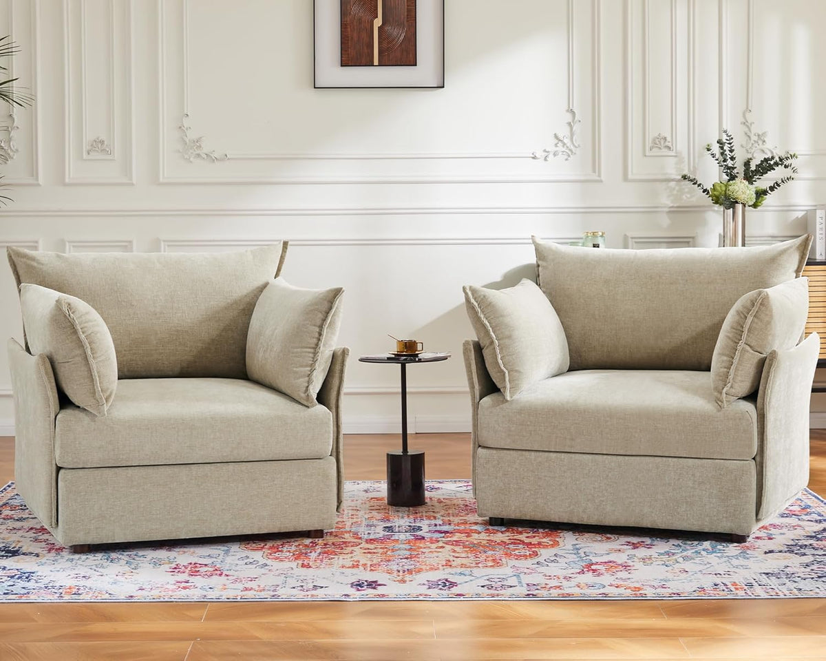 Oversized Accent Chair, Upholstered Modern Sofa Chair with Removable Backrest & Detachable Cover