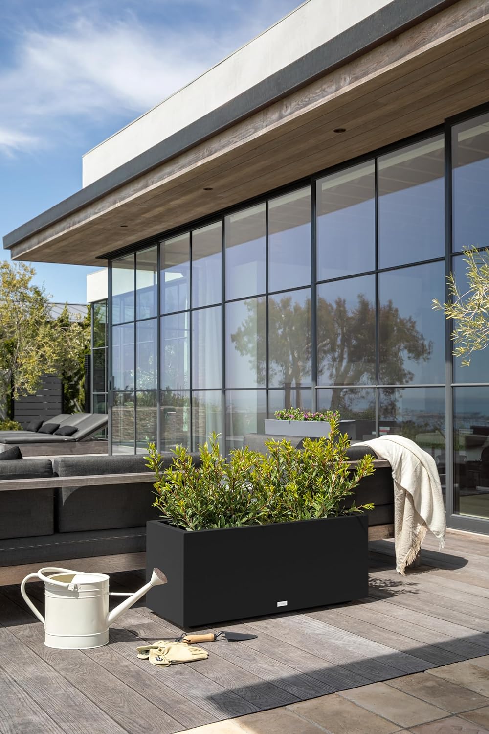 Veradek Block Series Long Box Planter - Large Rectangular Planter for Indoor or Outdoor Patio/Porch