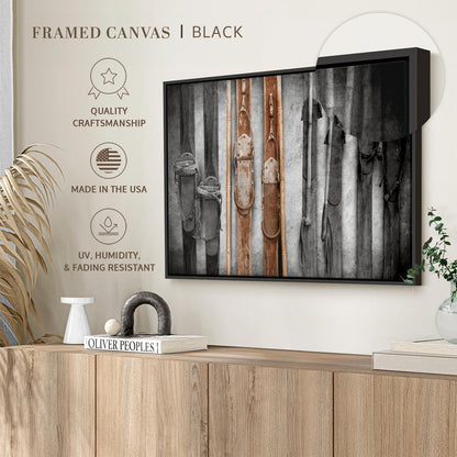 ElephantStock Ski Collection Wall Art - Horizontal Framed Canvas - 1-Piece Bathroom Wall Decor