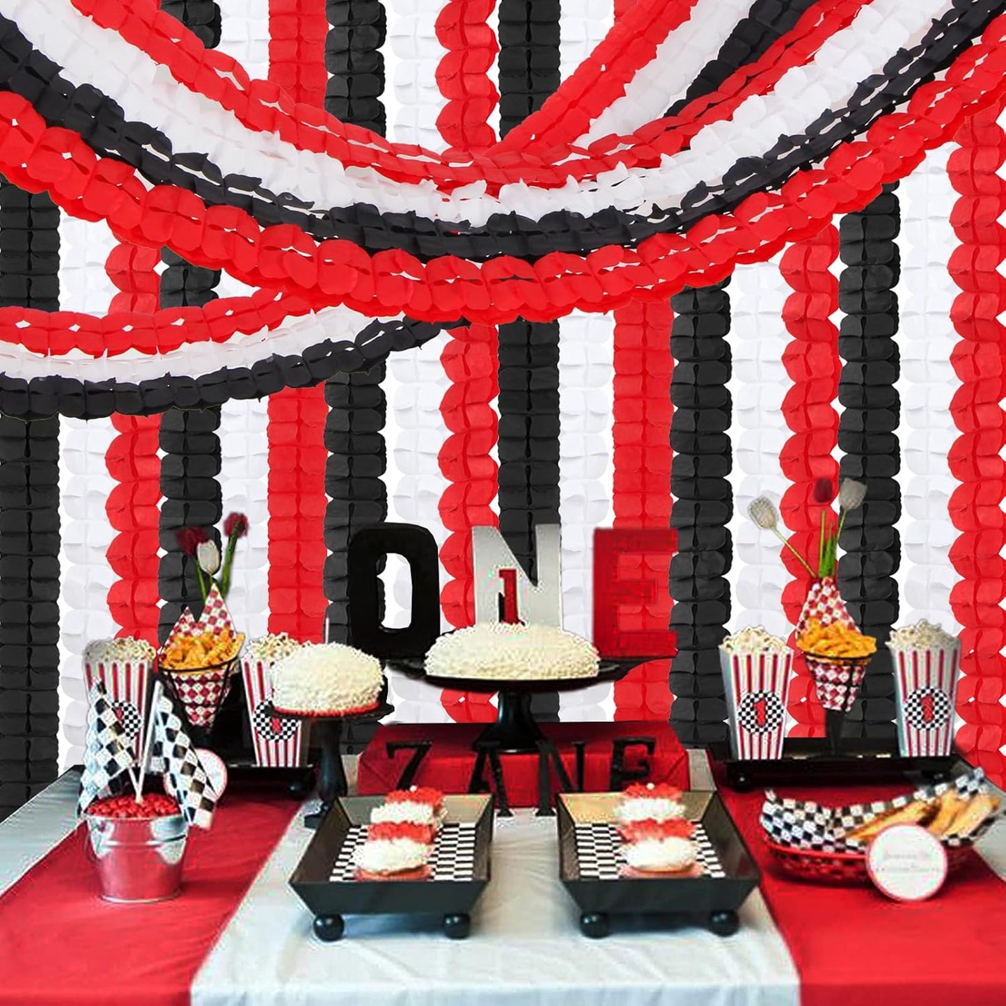 Black White-Red Party-Decorations Streamers Garland - 157Ft Graduation Four-Leaf Clover Hanging