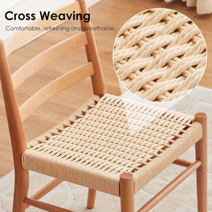 STARY Wood Rattan Dining Room Chairs with Comfortable Woven Seat,Fully-Assembled
