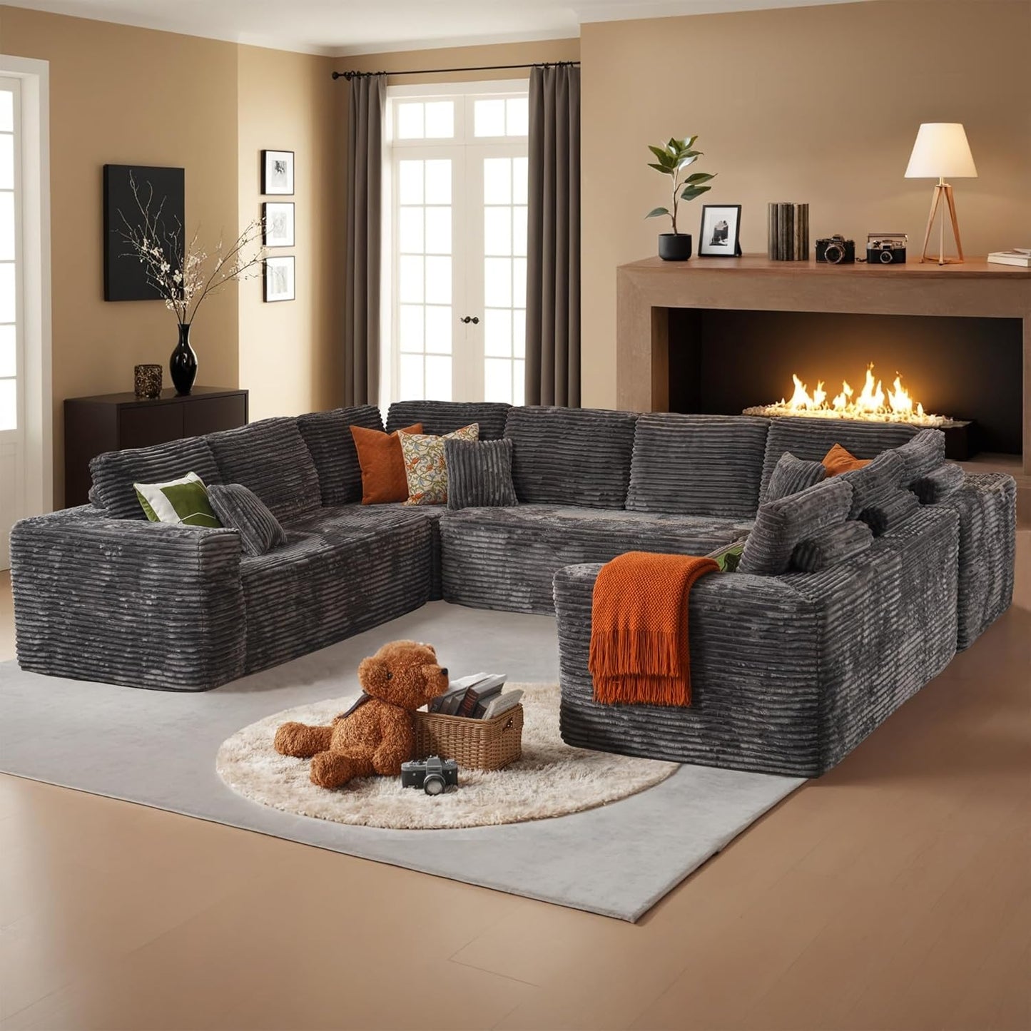 HOOOWOOO Cloud Sectional Couches for Living Room,Modular Sectional Sofa No Assembly,136X110 Inch