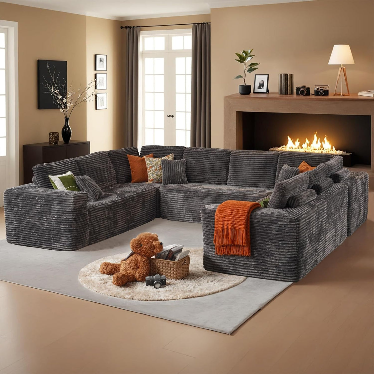 HOOOWOOO Cloud Sectional Couches for Living Room,Modular Sectional Sofa No Assembly,136X110 Inch