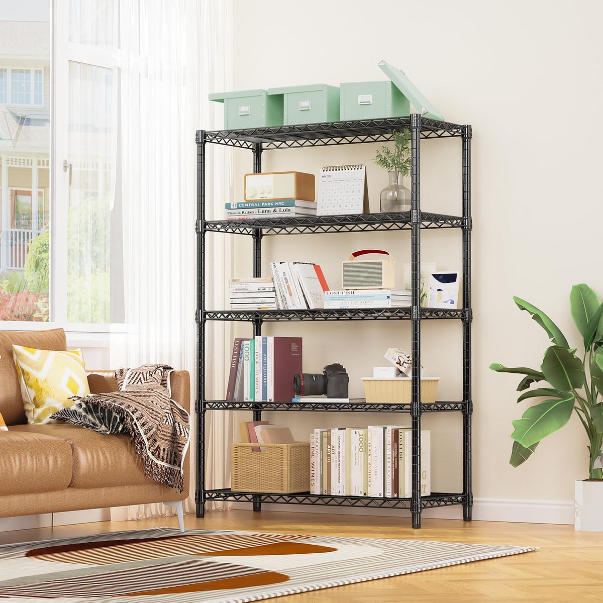1750 lbs Steel Storage Shelving 5-Tier Utility Shelving Unit Steel Organizer Wire Rack for