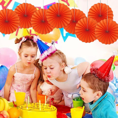 Orange Birthday Party Decorations,DIY Orange Paper Fans Hanging Decoration,12in Halloween Paper