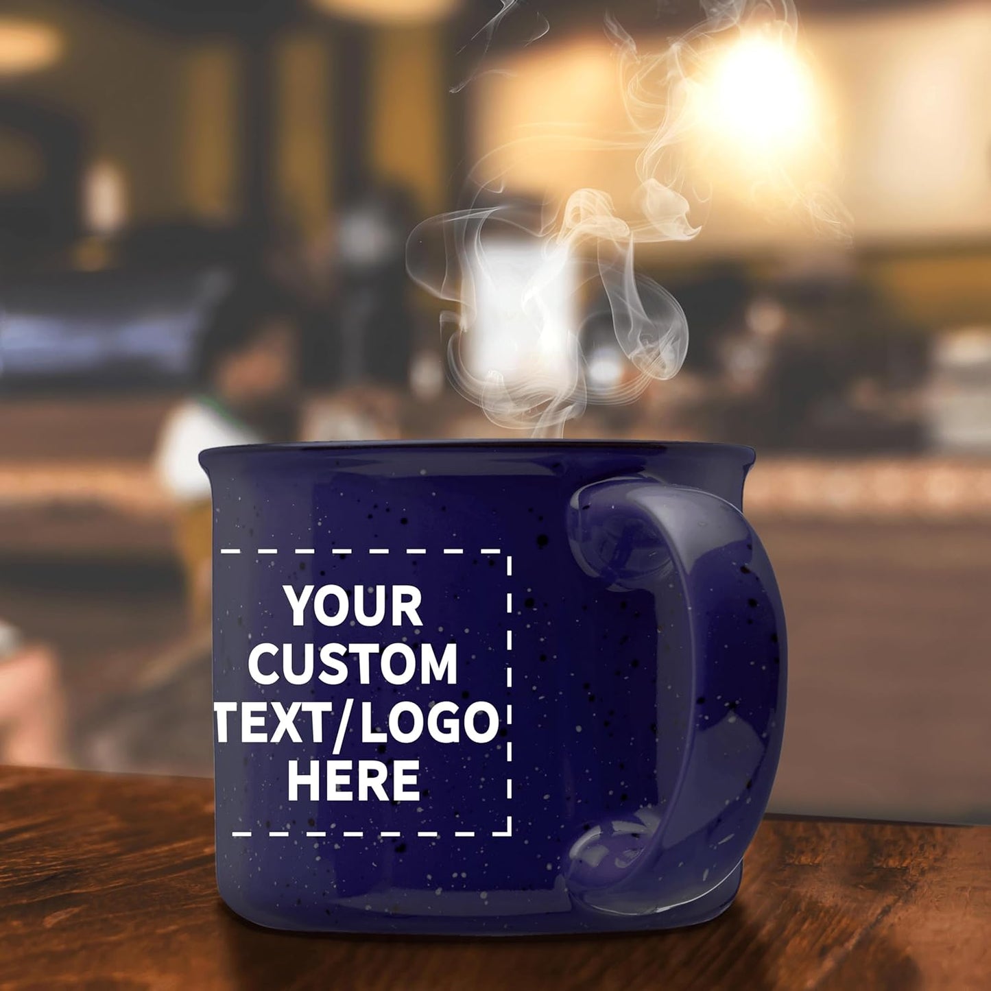 DISCOUNT PROMOS Custom Ceramic Campfire Coffee Mugs 13 oz. Set of 1, Personalized Bulk Pack