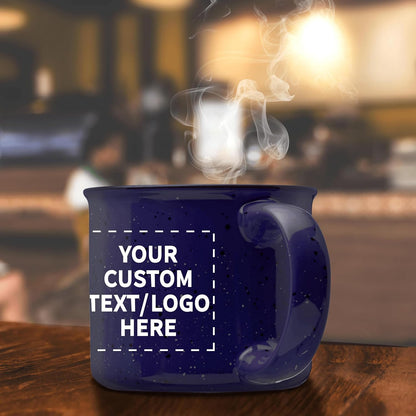 DISCOUNT PROMOS Custom Ceramic Campfire Coffee Mugs 13 oz. Set of 1, Personalized Bulk Pack