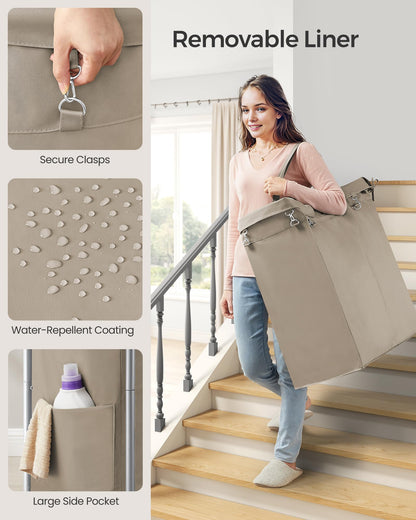 SONGMICS Laundry Basket with Wheels, 2-Section Rolling Laundry Hamper, 37 Gallons (140 L)