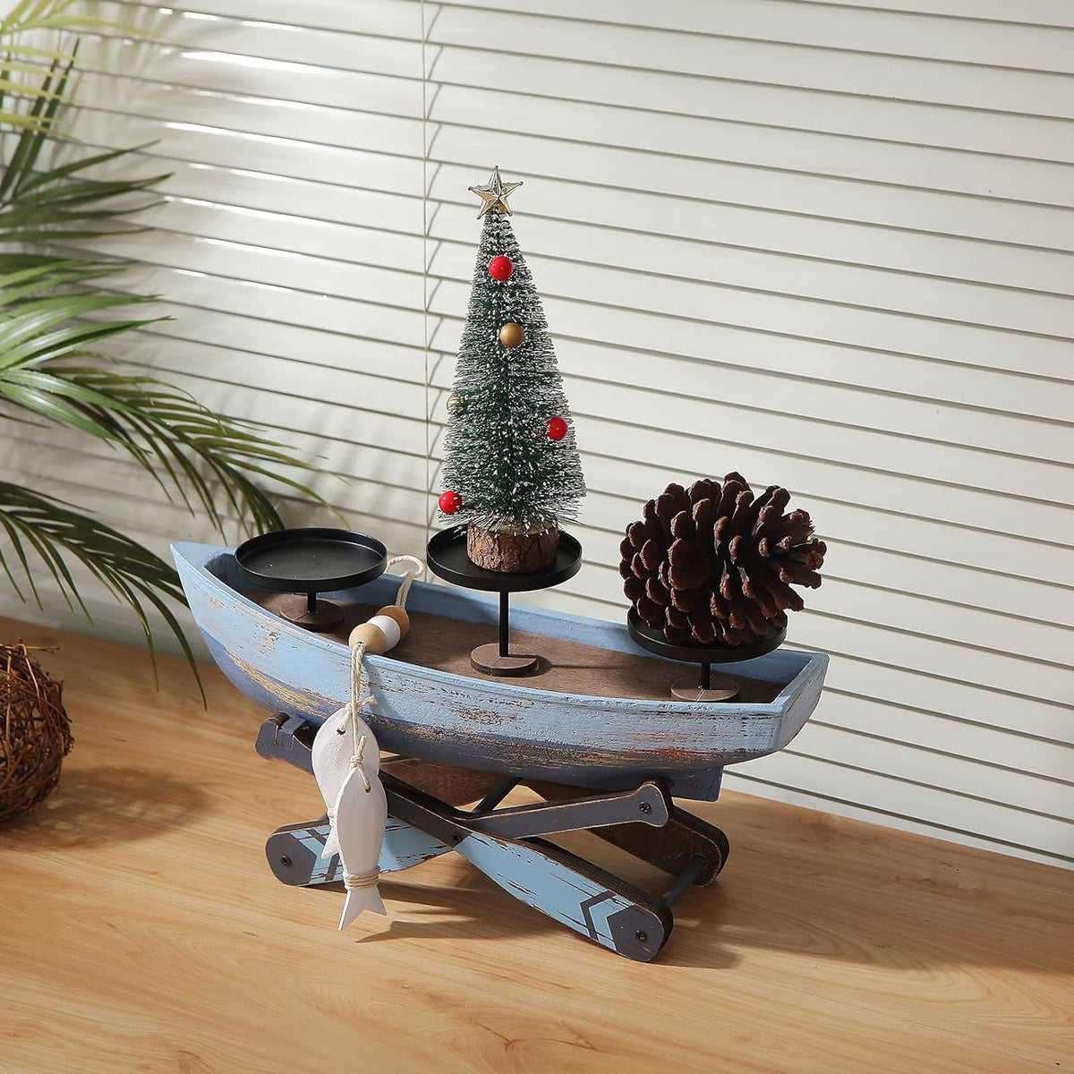Nautical Votive Candle Holder, Ocean Themed Farmhouse Boat Candle - Marine Beach Style Handmade