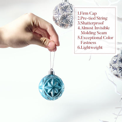 Valery Madelyn Ornaments for Christmas Trees, 16ct 2.36 Inches Navy Blue and Silver Shatterproof