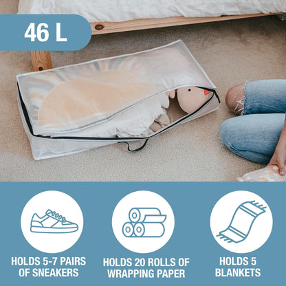 CleverMade Under Bed Storage Bag - Collapsible Storage for Shoes and Clothes Easy Use - Heavy Duty