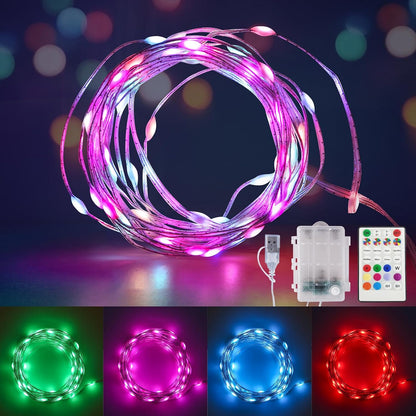 Fairy Lights Battery Operated Color Changing String Light with Remote, 16.4FT 1-Pack Twinkle LED