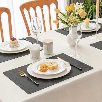 Romanstile Vinyl Placemats Set of 8-12 X 18 Inch - Heat Resistant Place Mats 100% Waterproof