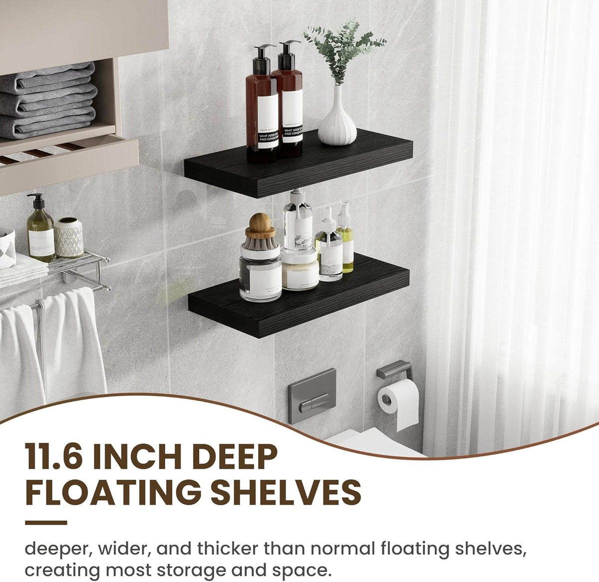 12 Inch Deep Floating Shelves, 24 Inch Long Floating Shelves for Wall, Floating Shelf with