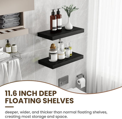 12 Inch Deep Floating Shelves, 24 Inch Long Floating Shelves for Wall, Floating Shelf with