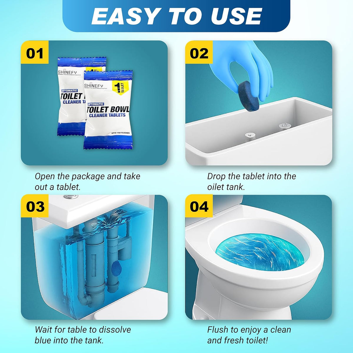 Automatic Toilet Bowl Cleaner Tablets – 40 Tabs - Blue Gel Toilet Tank Cleaner, Hard Water Ring