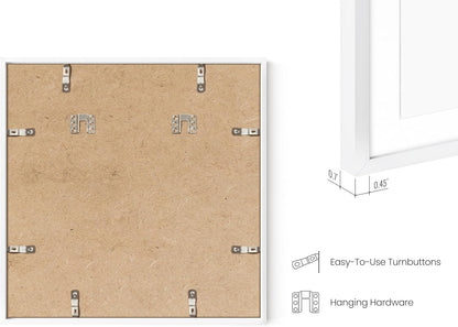 HAUS AND HUES 16x16 White Metal Picture Frames Matted to 12x12 - Features Premium Aluminum &