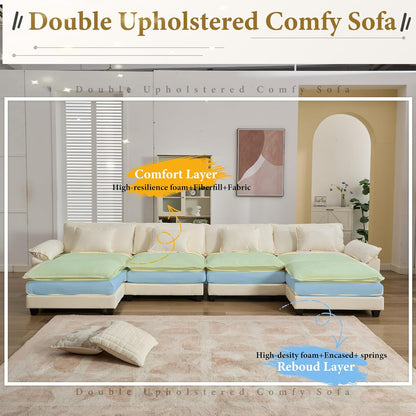 URRED Modular Sectional Sofa Comfy Cloud Couch, Modern Chenille Sofa Sleeper Deep Seat Couches with