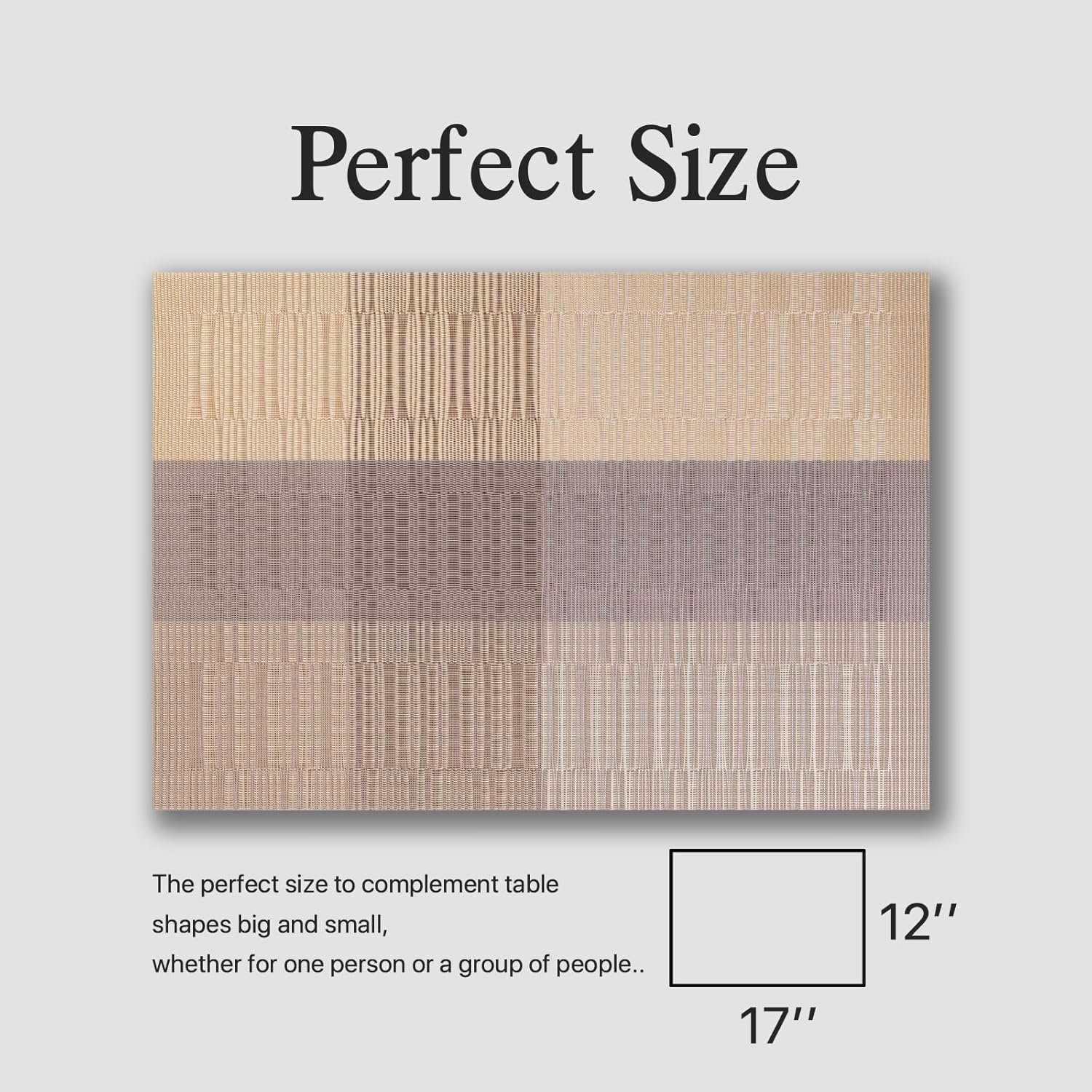 Placemats Set of 6 - Easy Clean Woven Vinyl Placemats for Dining Table, Indoor/Outdoor Place Mats