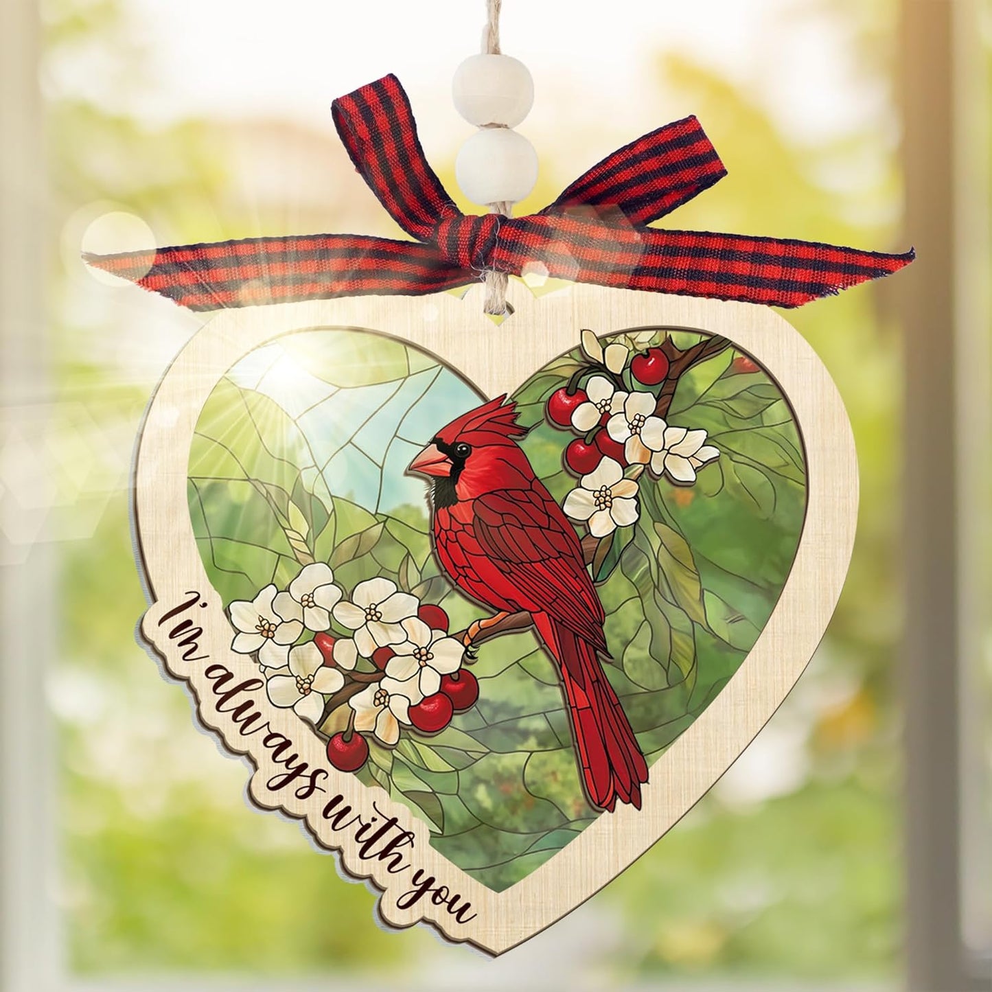 FLAGWIX Sympathy Gifts for Loss of Loved One - Red Cardinal Suncatcher Ornament with Card