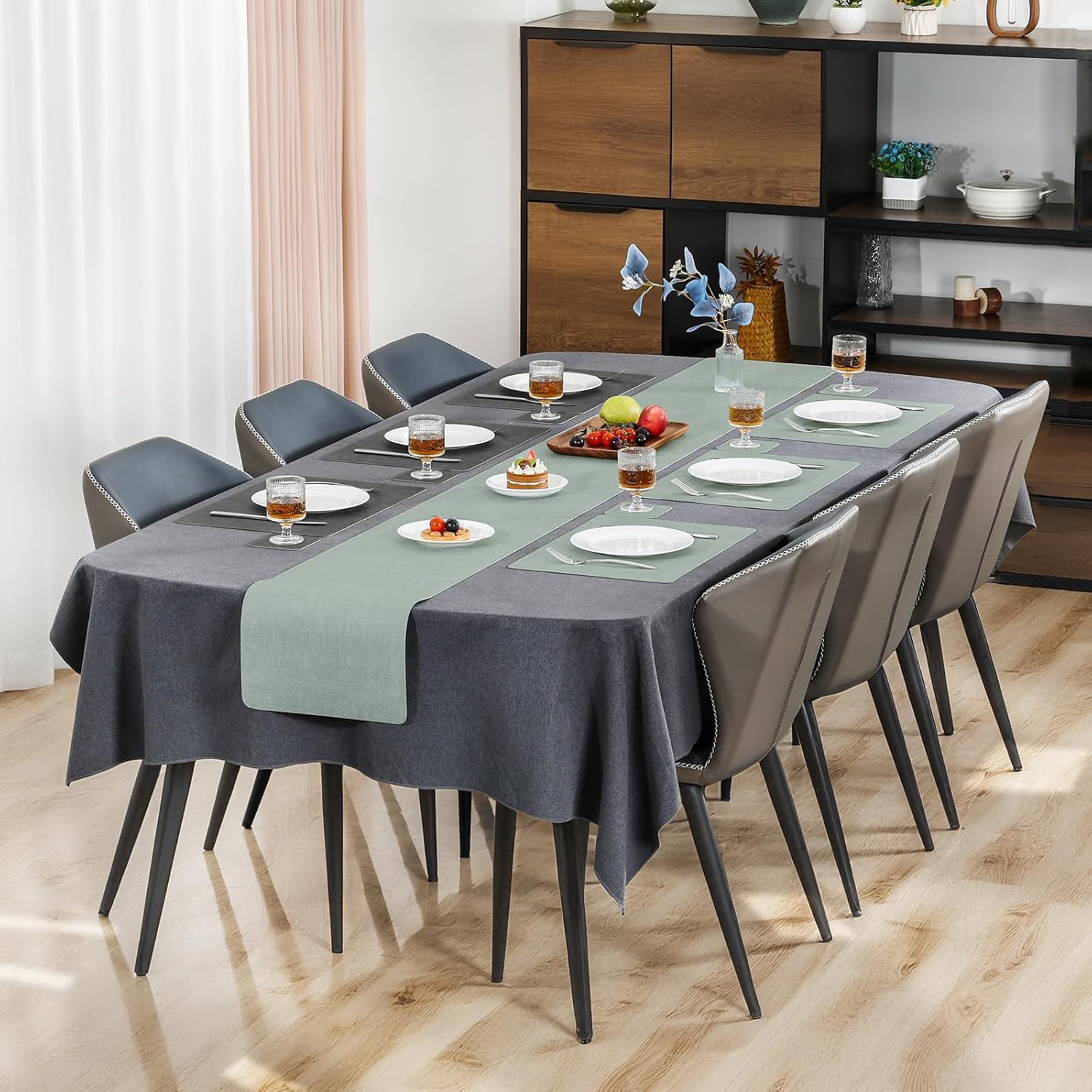 Myir JUN Dual Sided Faux Leather Placemats Set of 8 for Indoor Outdoor Dining Tables, Square