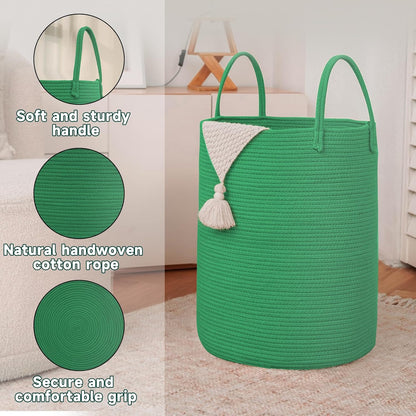 Large Woven Laundry Basket Hamper,80L Cotton Rope Storage Bin for Blankets,Toys and