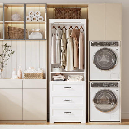 IRONCK Freestanding Closet System with Adjustable Shelves & 3 Drawers