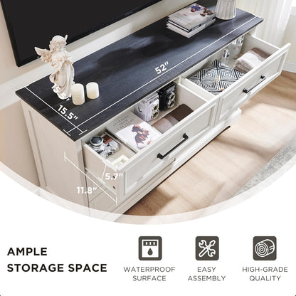 Farmhouse 6 Drawer Dresser for Bedroom, 52 Inch Wide Modern Dresser TV Stand with Large Drawers &