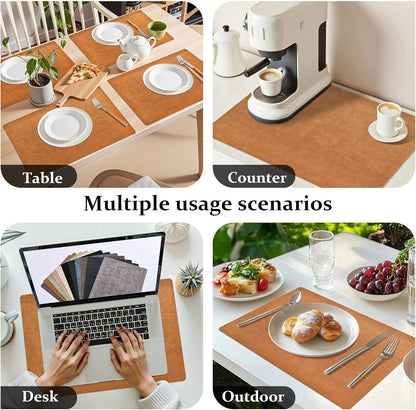 FROMHEART Faux Leather Placemats Set of 4–Waterproof,Heat/Oil Stain-Resistant PU Table