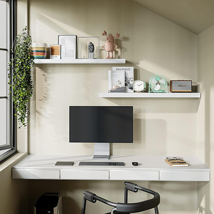 BAMEOS Floating Shelves,40 in W x 8in D Wall Mounted Wooden Shelves with Invisible Brackets Set of