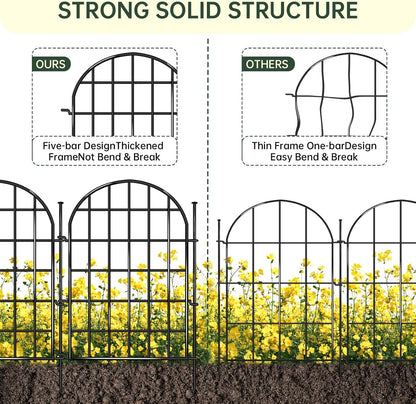 12 Panels Garden Fence, 13.8 ft(L) x 17 in(H) Arched No Dig Fence, Decorative Animal Barrier