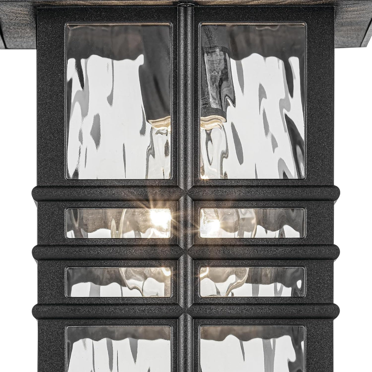 KICHLER Beacon Square 12" 1-Light Outdoor Wall Light with Clear Hammered Glass in Textured Black
