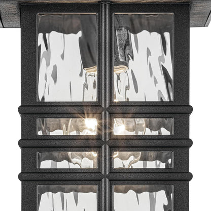 KICHLER Beacon Square 12" 1-Light Outdoor Wall Light with Clear Hammered Glass in Textured Black