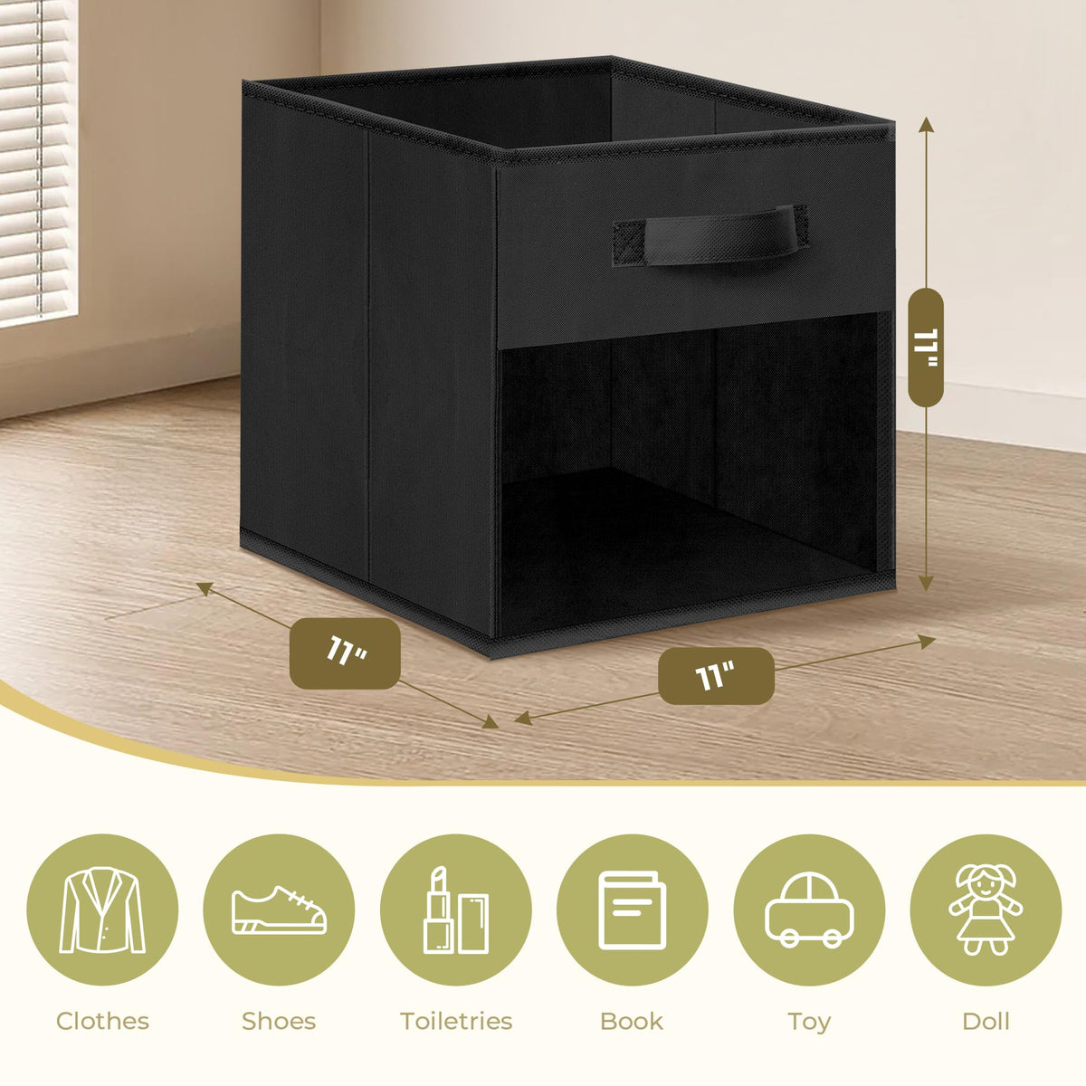 STORAGEIDEAS Storage Bins with Clear Window, 11x11 Storage Cubes, Collapsible Cube Storage Box