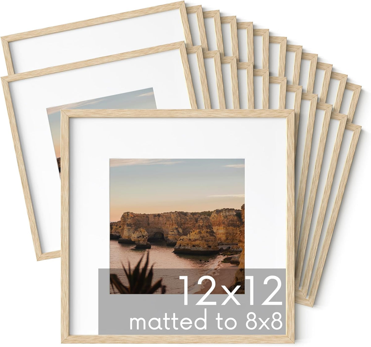 HAUS AND HUES Square Picture Frames Set of 25 - Wooden 12x12 Frames with Mat, Gallery Wall Set