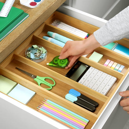 ROYAL CRAFT WOOD Luxury Bamboo Kitchen Drawer Organizer - Silverware Organizer - Utensil Holder and