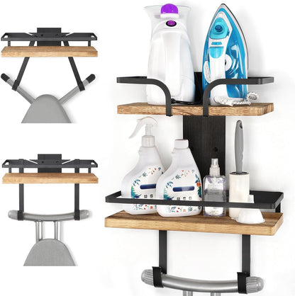 VINAEMO Ironing Board Hanger Wall Mount, 2-Layer Iron and Ironing Board Holder, Laundry Room