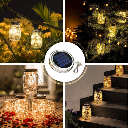 ZNYCYE Mason Jar Solar Lights for Outside, 12 Pack 30 LED Fairy Firefly Lights Mason Jar Solar Lids