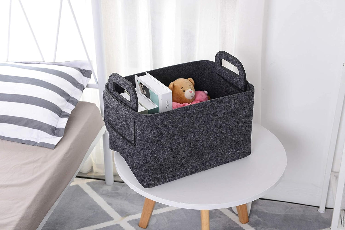 Minoisome Storage Basket Felt Storage Bin Collapsible& Convenient Box Organizer with Carry Handles