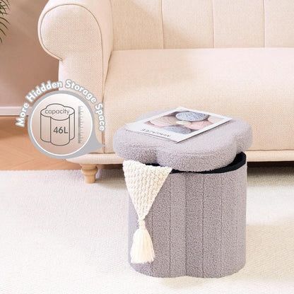 B FSOBEIIALEO Storage Ottoman Cube, Flowers Shaped Ottomans with Storage Foot Stool Footrest
