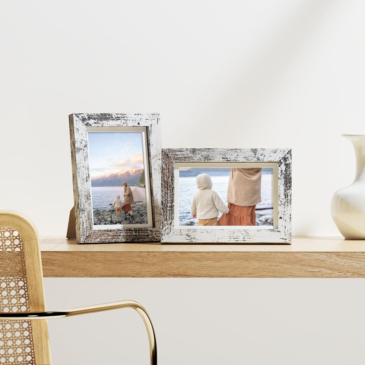 Vittanly 4x6 Picture Frames Set of 9, Shatter Resistant Plexiglass, Display 3.5x5 Pictures with Mat
