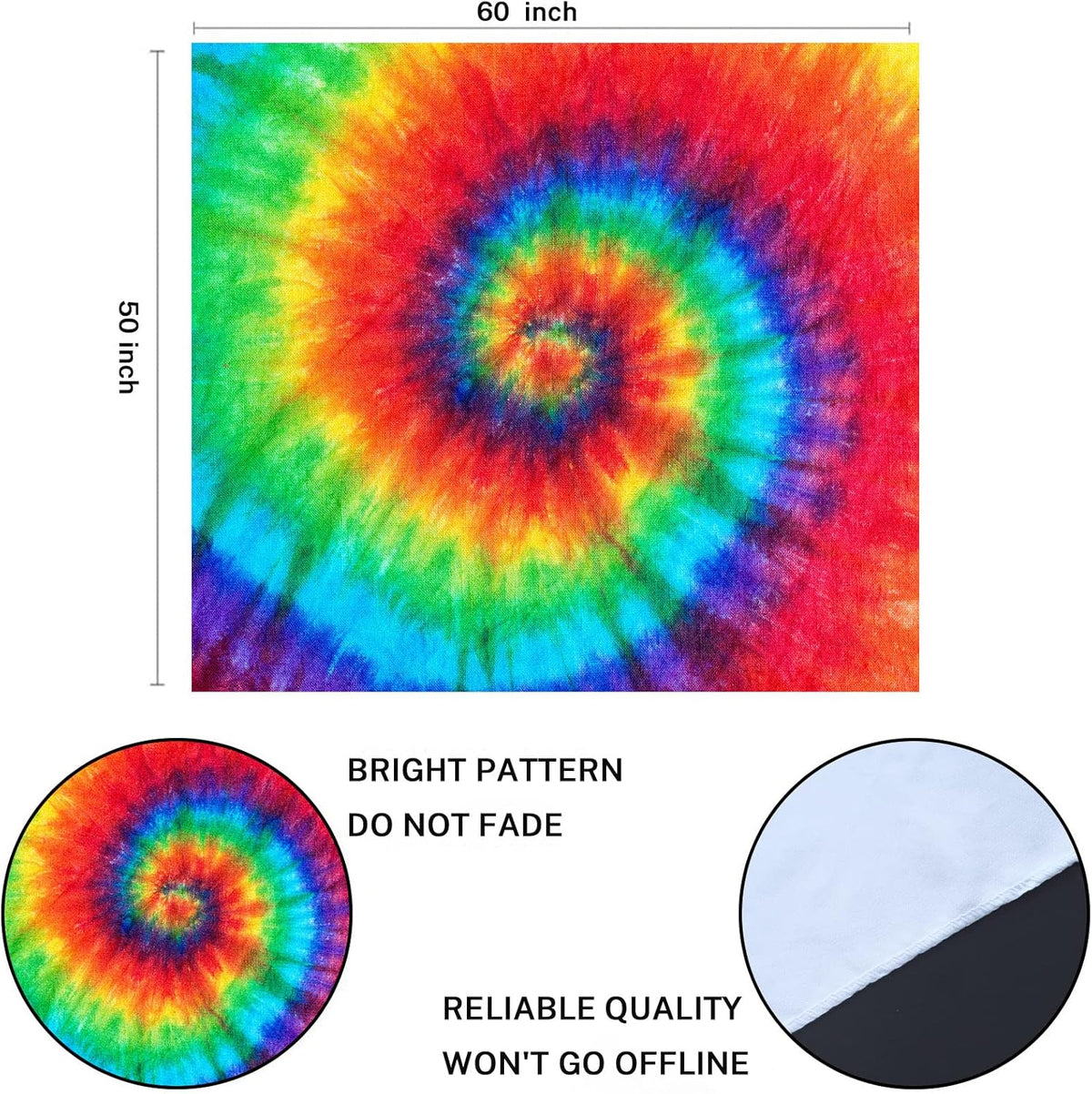 Emvency Tapestry Colorful Rainbow Spiral Tie Dye Pattern Color Dyed Batik Home Decor Wall Hanging