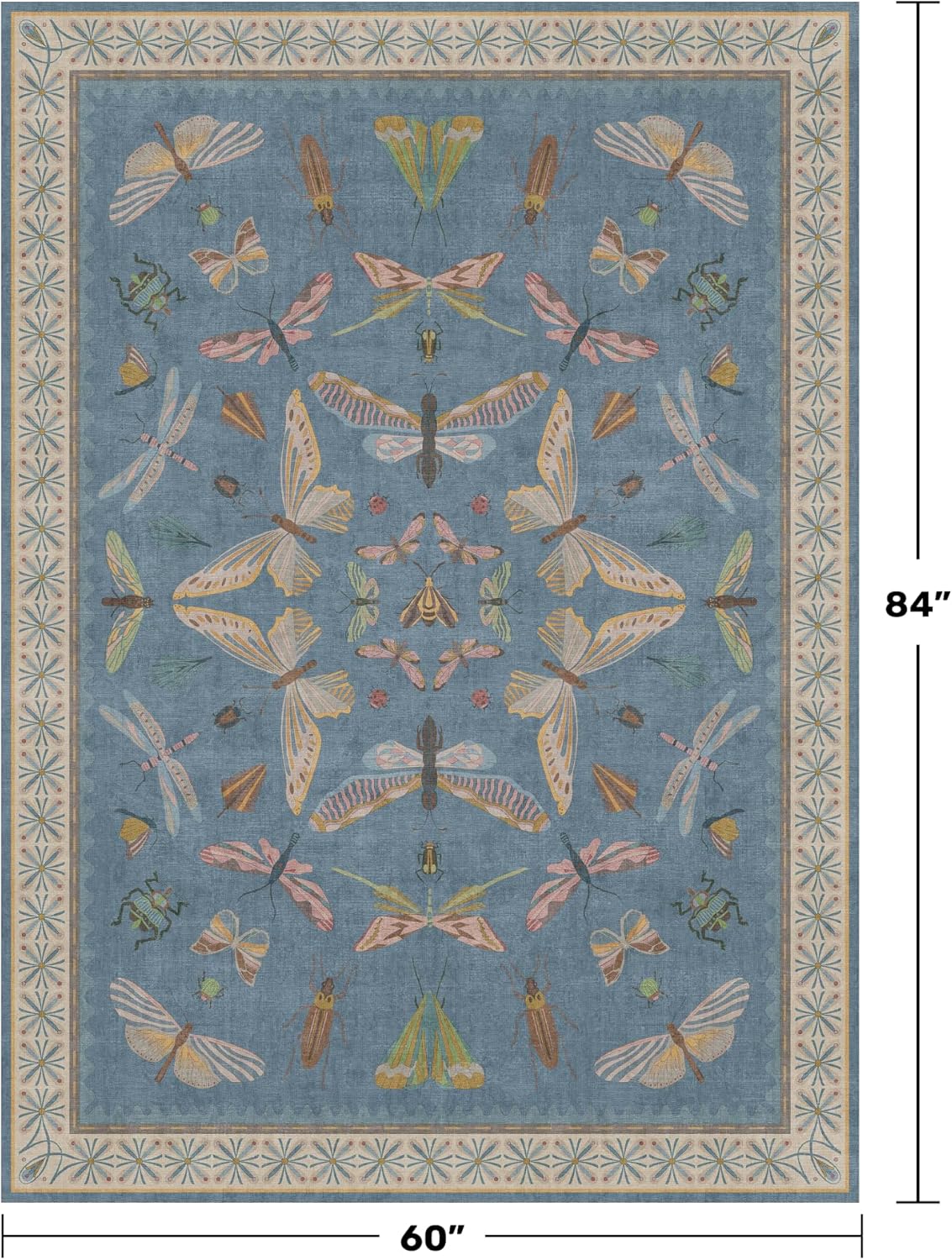 Cute Blue Rugs for Kids Room Boys - Washable 5x7 Area Rugs for Nursery, Baby Bedroom, Toddler