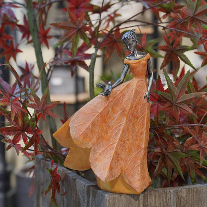 Guichifun Fairy Statue Collection Home Decoration - Orange Leaf Angel Girls Resin Home Decor for