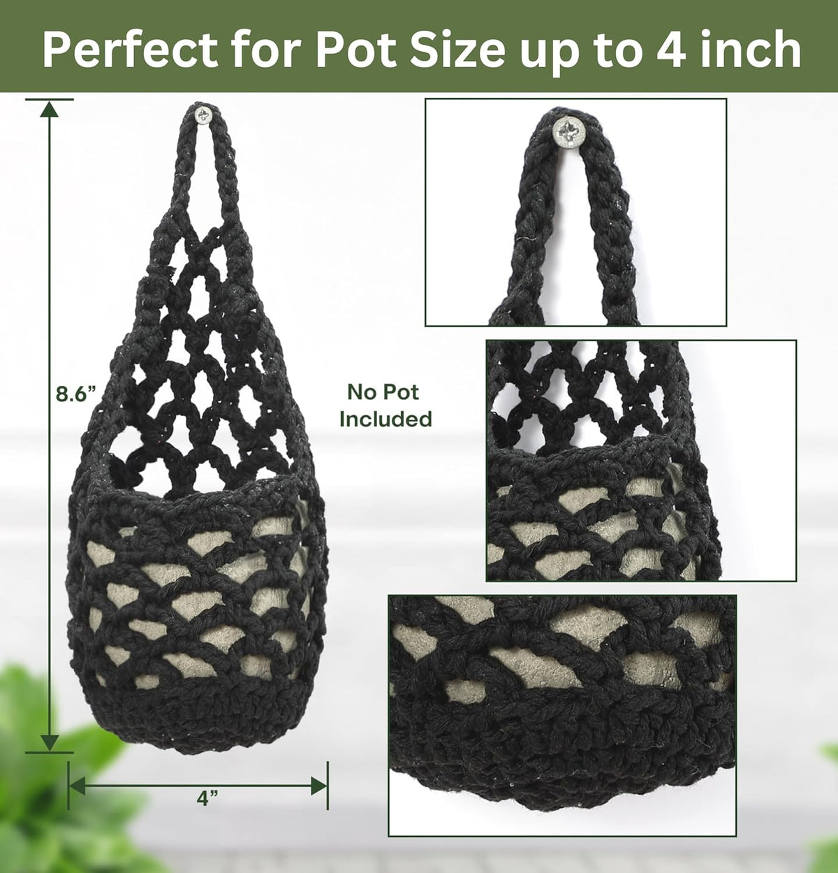 3PK Wall Planters for Indoor Plants, Macrame Plant Hanger | Wall Planter, Plant Hanger, Hanging