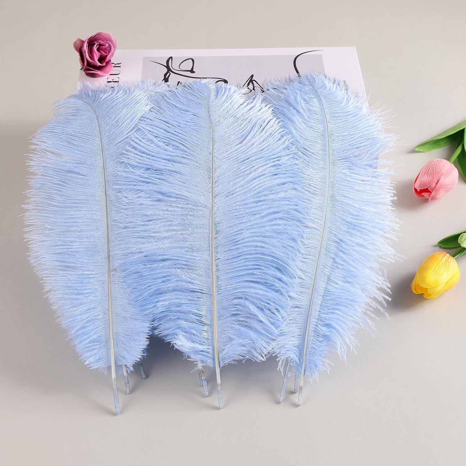 THARAHT Light Purple Ostrich Feathers 24pcs Natural Bulk 8-10Inch 20cm-25cm for Crafts Wedding