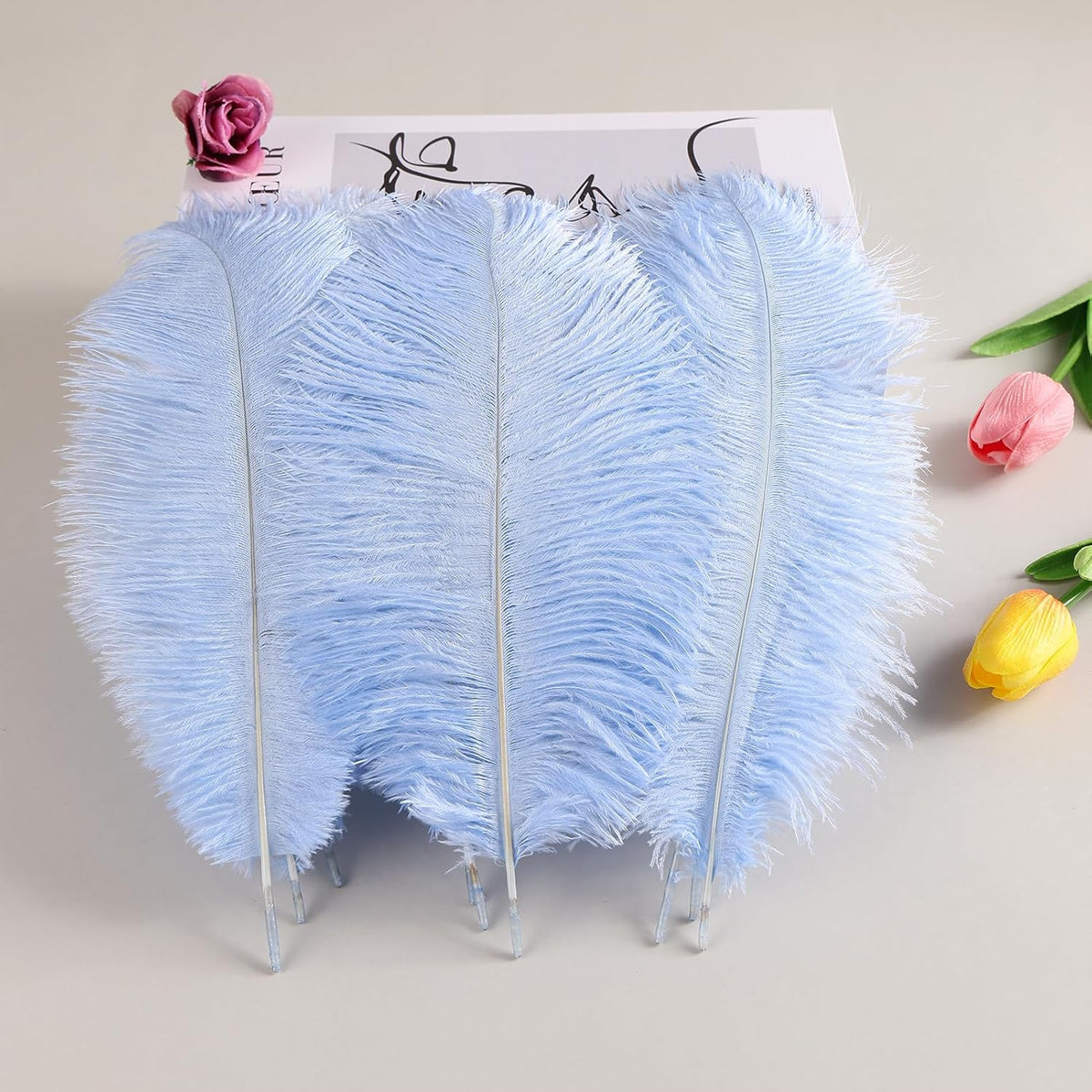 THARAHT Light Purple Ostrich Feathers 12pcs Natural Bulk 10-12Inch 25cm-30cm for Crafts Wedding