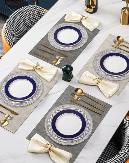 SUEH DESIGN Leather Placemats Set of 6 Reversible Table Mats Heat Resistant Waterproof No-Slip