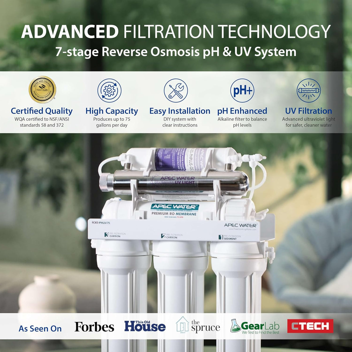 APEC Water System ROES-PHUV75 Essence Series Top Tier Alkaline Mineral pH+ and UV Ultra-Violet