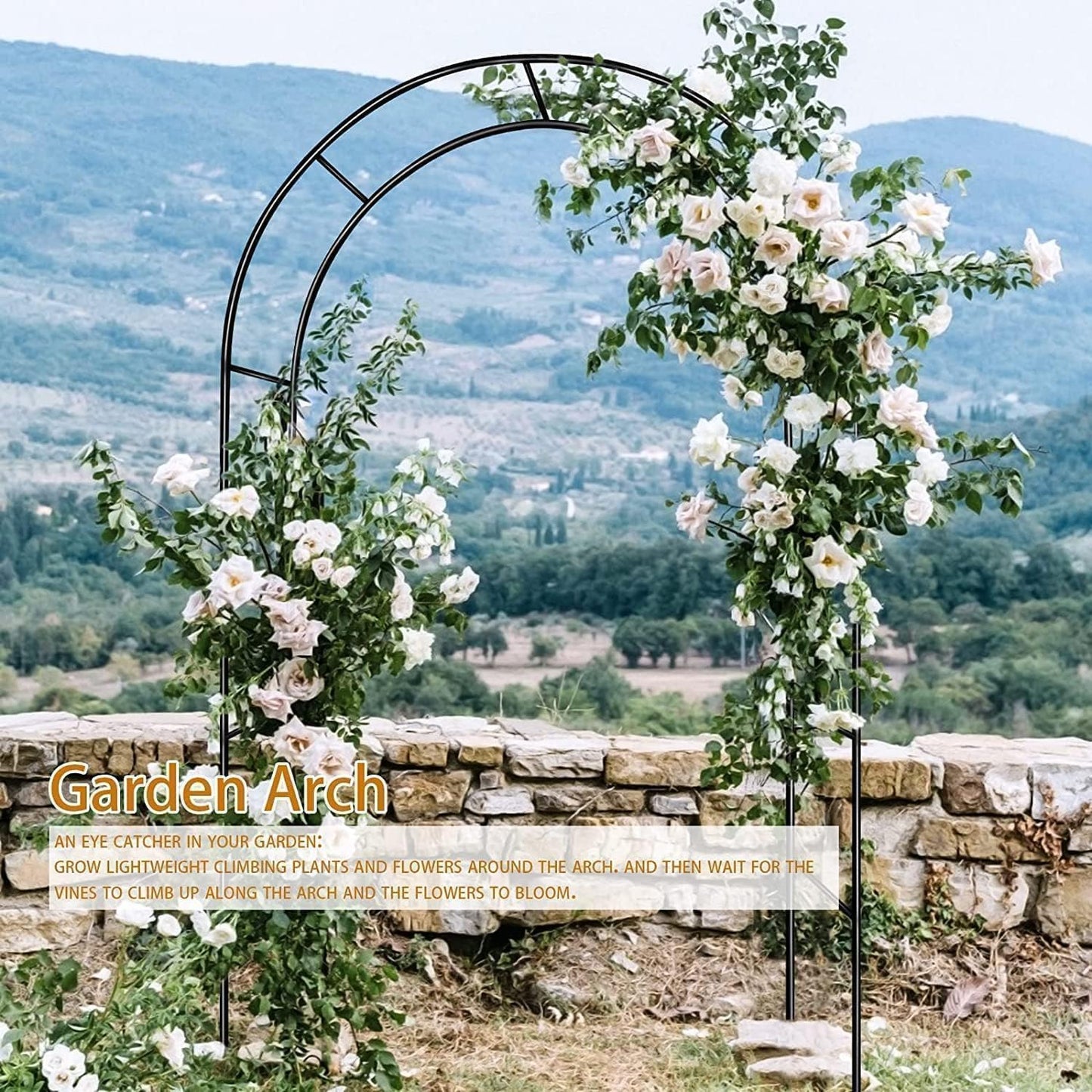Garden Arch Trellis for Climbing Plants Outdoor Wedding Arches for Ceremony Black Metal Garden